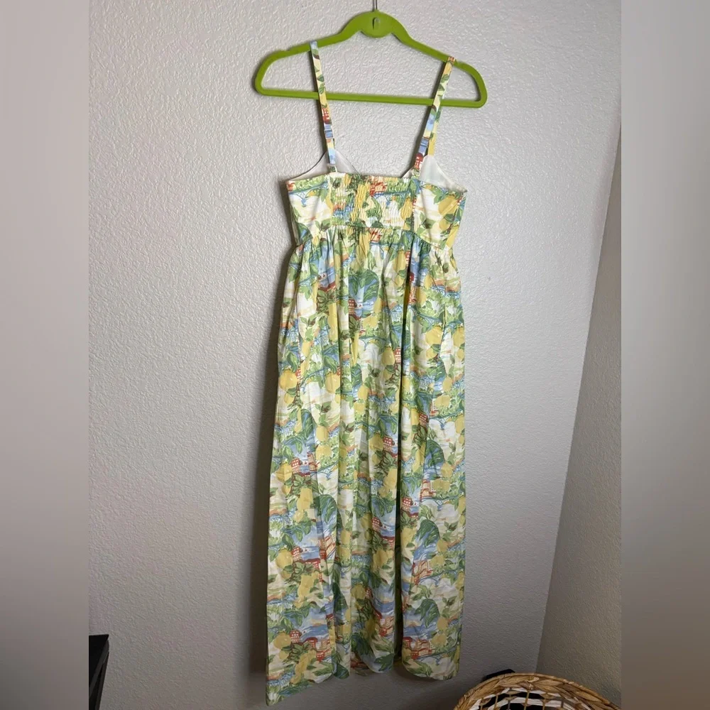 Abercrombie and Fitch Sweetheart Babydoll Maxi Dress Beach Lemon Print NWT